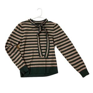 Ann Taylor Striped Sweater ❤️ Green/Brown/Tan + Bow